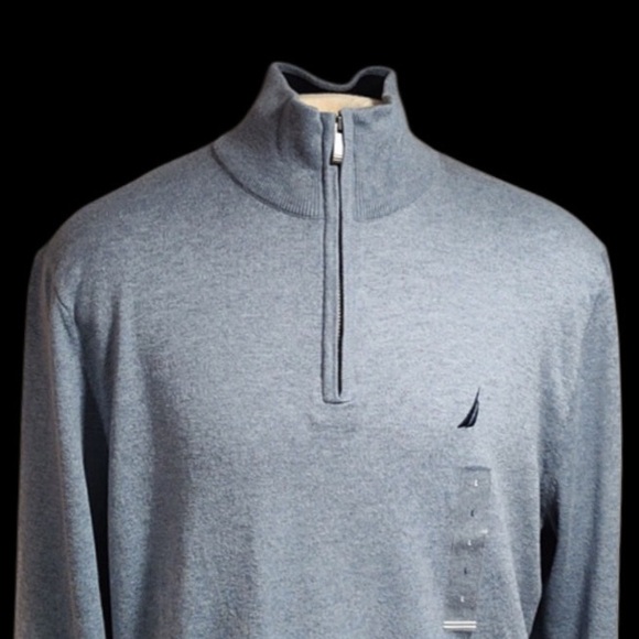 NWT NAUTICA Navtech Quarter-Zip Sweater, Deep Anchor Heather, Size Large - Picture 3 of 9